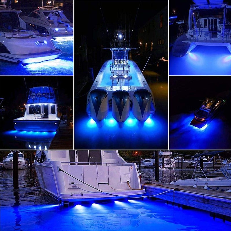 LABLT Blue 27 50W Underwater Marine Transom Lights - 316 Stainless Steel Pontoon Transom Lights for Fishing Night Use - Image 5